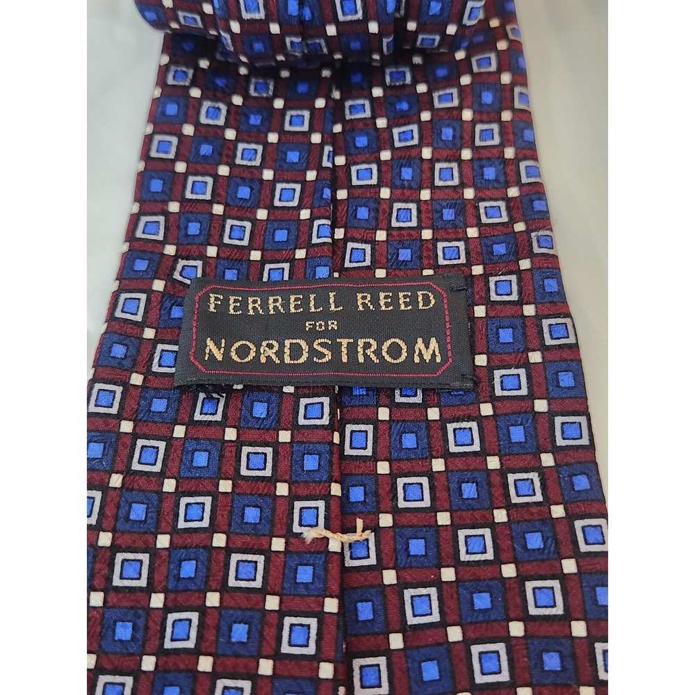 Ferrell Reed for Nordstrom Mens Silk Geometric Pattern Necktie Made in America - Picture 4 of 6
